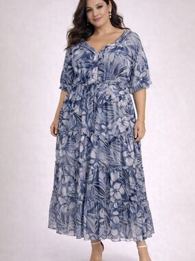 Kate and Lily Blue & White Floral Maxi Dress